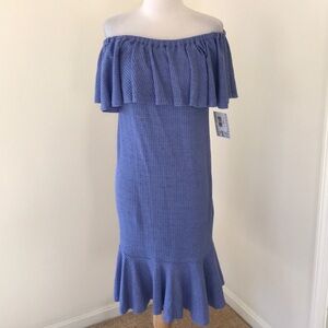 LulaRoe large off shoulder ruffled Cici dress.